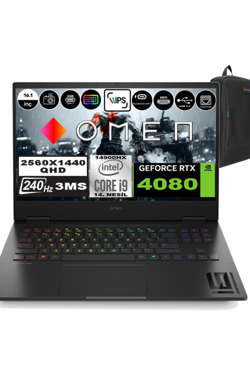 HP Omen 16-WF1002NT Intel Core I9 14900HX 96GB Ddr5 Ram 2tb SSD + 2 Tb SSD 12GB RTX4080 16.1 Inç Qhd 240Hz 3ms Windows 11 Pro Taşınabilir Bilgisayar 9J1L2EAP09 + Zetta Çanta HP Omen 16-WF1002NT Intel Core I9 14900HX 96GB Ddr5 Ram 2tb SSD + 2 Tb SSD 12GB RTX4080 16.1 Inç Qhd 240Hz 3ms Windows 11 Pro Taşınabilir Bilgisayar 9J1L2EAP09 + Zetta Çanta